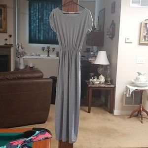Super long short sleeve grey maxi dress